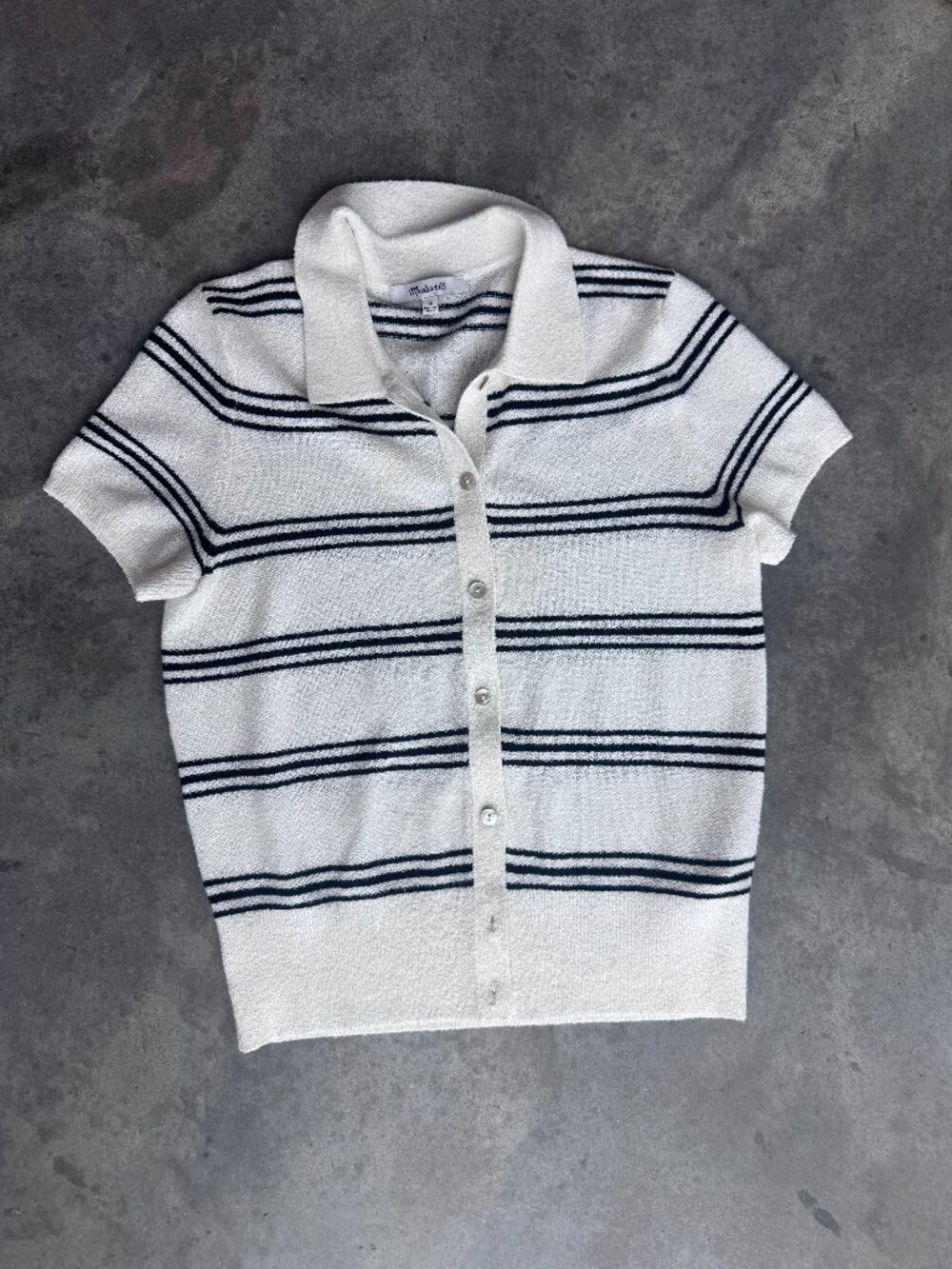 Madewell Striped Short Sleeved Knit Polo